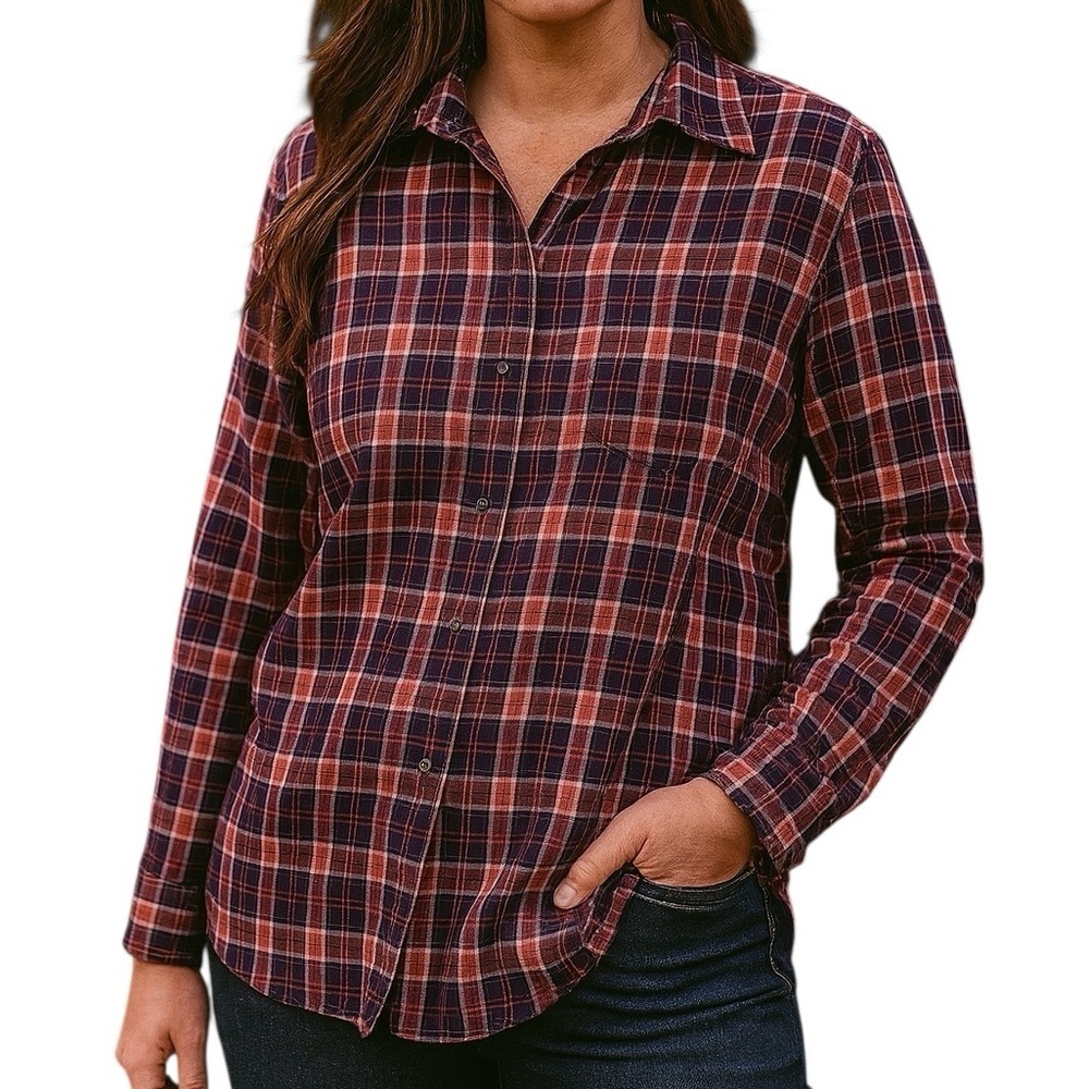 Burton Large Plaid Button Front Casual Long Sleeve Shirt Gorpcore Outdoor